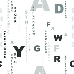 letters on black background with seamless pattern.	