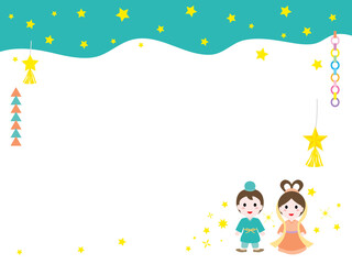 Obraz na płótnie Canvas 七夕の織姫と彦星のカードデザイン