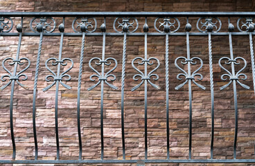 Balcony with metal forged railing