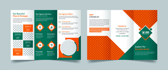 Travel business modern creative professional tri fold brochure template