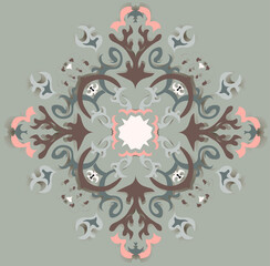 Brown and pink pattern on the gray background