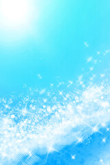 太陽が反射する波しぶきの縦イメージ