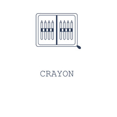 Crayon icon on white background. Vector illustration in flat design. Colors pencil, stationery, art. 