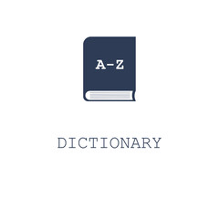 Dictionary icon on white background. Vector illustration in flat design. Design for webpage, banner, poster. Vocabulary. 