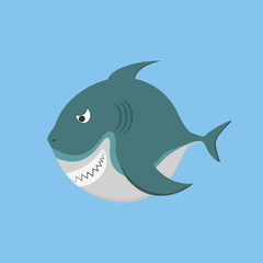 Cartoon shark underwater, vector iilustration