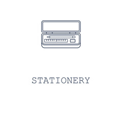 Stationer icon on white background. Vector illustration in flat cartoon design. Tool box. Design icon for webpage, banner, poster. 