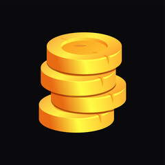 isolated icon of bright gold coins in casual style. For mobile games and casinos