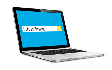 Browser window on laptop screen. Search concept. Vector illustration