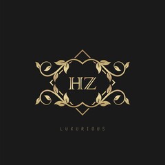 Classic Vintage Letter H, Z, HZ logo. Vector logo design concept classic vintage nature leaf.