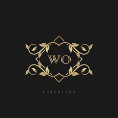 Classic Vintage Letter W, O, WO logo. Vector logo design concept classic vintage nature leaf.