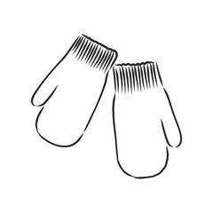 Baby mittens vector sketch icon isolated on background. Hand drawn Baby mittens icon. the mittens, vector sketch illustration