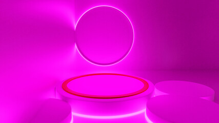 3d rendering mockup stage renderings abstract light pink glow