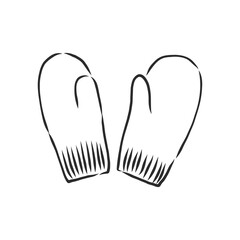 Baby mittens vector sketch icon isolated on background. Hand drawn Baby mittens icon. the mittens, vector sketch illustration