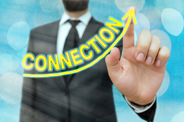 Word writing text Connection. Business photo showcasing relationship in which an individual, thing...