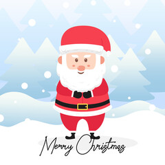 santa claus stands happy with scene winter landscape.Cute Christmas Character