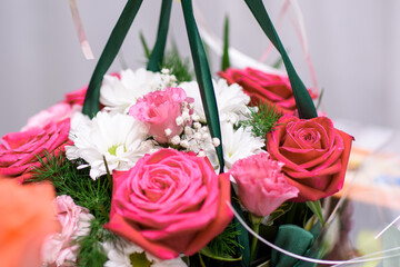 A beautiful bouquet of flowers - the decor at the wedding design. The prism of the table of the young. Wedding decor