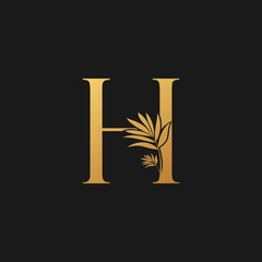 Golden Letter H Classic Vintage Logo template design
