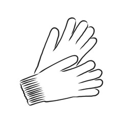 Obraz premium Sketch of winter gloves, vector illustration isoltaed on white background, pair of gloves, gloves, vector sketch illustration