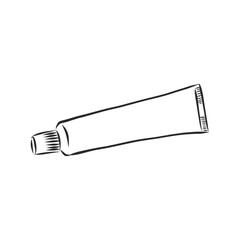 Toothpaste tube hand drawn outline doodle icon. Hygiene, daily dental care, tooth cosmetics medical concept. toothpaste tube, vector sketch illustration