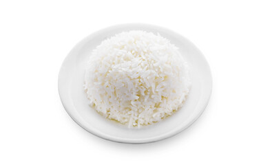 Jasmine rice on white plate