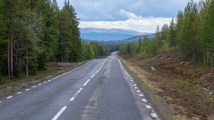 Fototapeta na wymiar nicht enden wollende Strassen in Skandinavien
