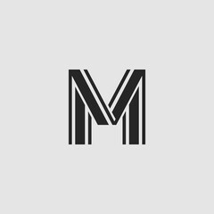 Initial Letter M logo icon abstract line vector design