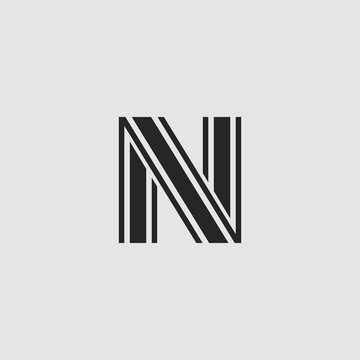 Initial Letter N logo icon abstract line vector design