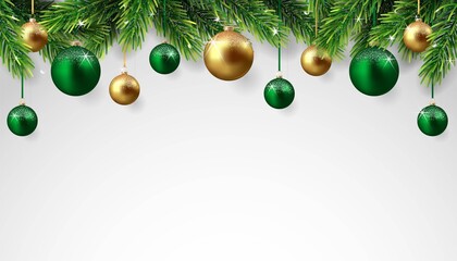 Christmas and New Year background with fir branches and Christmas balls