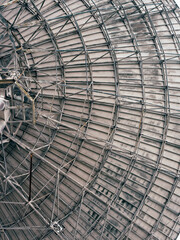 steel  parabolic dish at space control center close-up