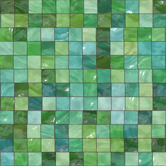Realistic Seamless Tiles Texture, in green tones, 3d Rendering