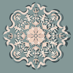 Beige floral pattern on the gray background