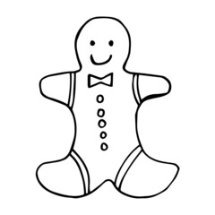 Christmas gingerbread man. Vector stock illustration. Clip art isolated on white background.