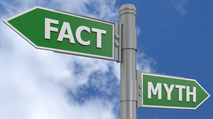 Fact Myth Signpost - obrazy, fototapety, plakaty