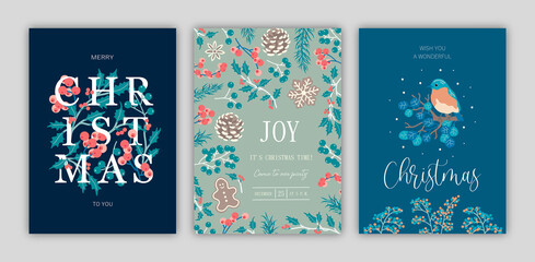 Set of Christmas cards. Templates design.