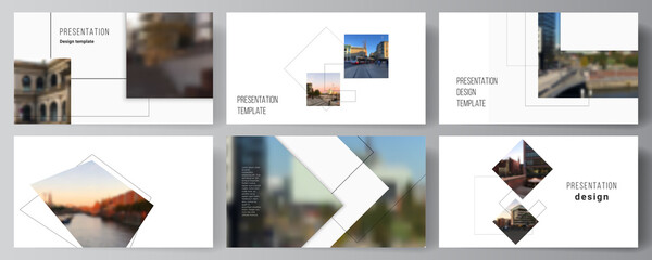 Vector layout of the presentation slides design business templates, multipurpose template with geometric simple shapes, lines and photo place for presentation brochure, brochure cover, business report