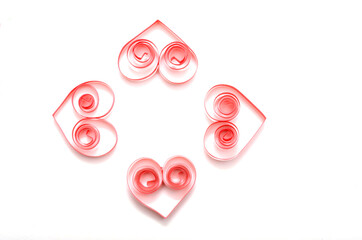 Hearts of paper quilling for love