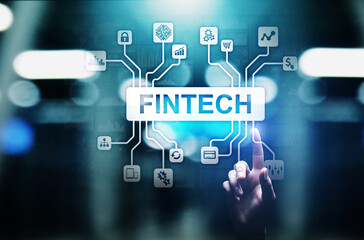 Fintech Financial technology Cryptocurrency investment and digital money. Business concept on...