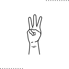three-finger counting vector icon in outlines