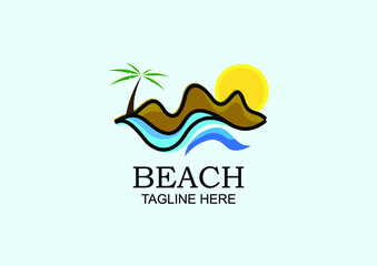 logo tropical island with palm trees