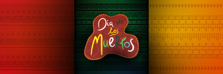 Day of the Dead template background for poster with Lettering Dia de los Muertos that means Day of the dead. Vector illustration.