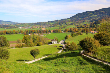 View of the mountain and nature Park in autumn season at switzerland