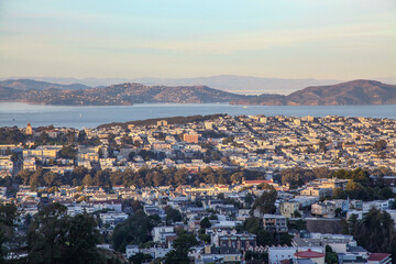 Aerial view of San Francisco Before sunset from Twin peaks, California, USA.