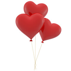 Fototapeta na wymiar Three heart shaped red balloons