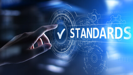 Standard. Quality control. ISO certification, assurance and guarantee. Internet business technology...