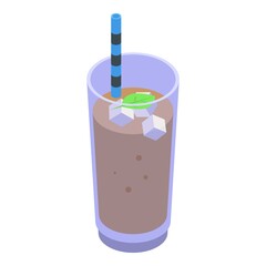 Ice coffee glass icon. Isometric of ice coffee glass vector icon for web design isolated on white background