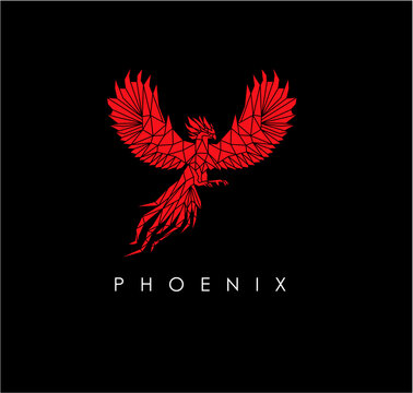 red phoenix illustration logo icon vector template