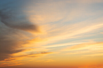 Naklejka na ściany i meble sunset sky with clouds over the sea