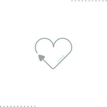 heart shape arrow vector icon in outline