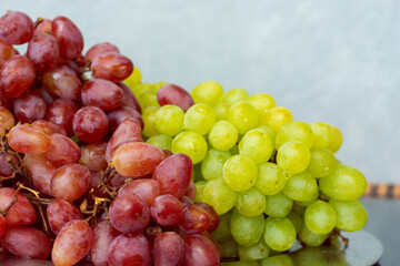 Bunch of red and green organic grapes