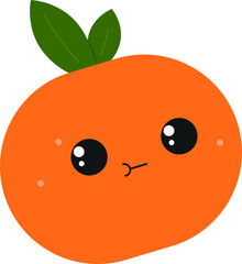 vector illustration of cute funny mandarin with face cartoon style